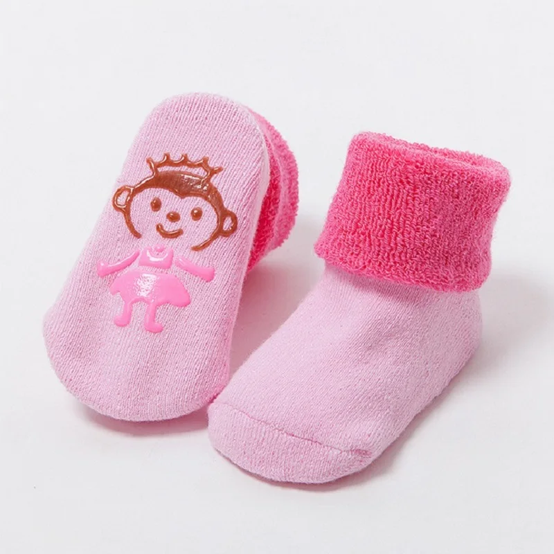 Хлопковые детские носки для маленьких девочек и мальчиков Calcetines Bebe Малыш новорожденный младенец противоскользящие носки-тапочки с резиновой подошвой KF034-1