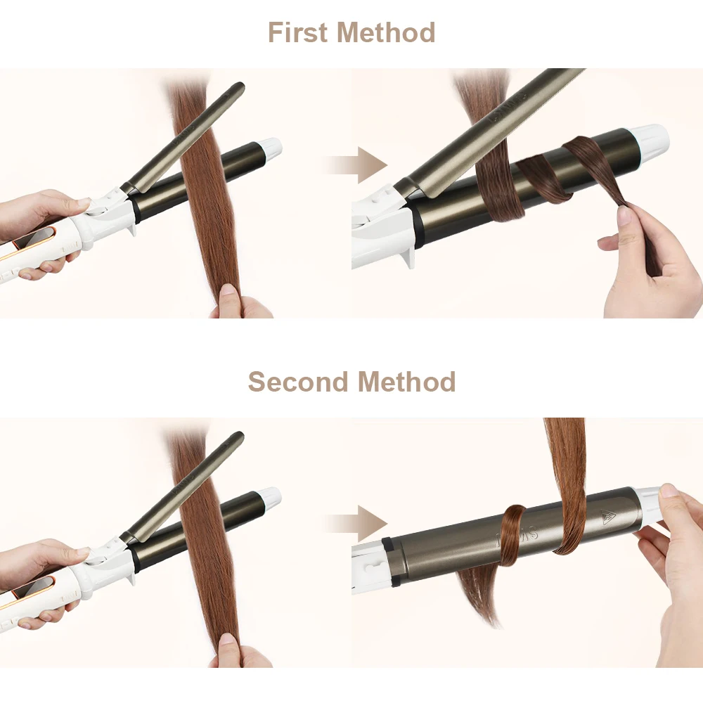 Hair Tools Hair Curler Ushow Curling Iron with Tourmaline Ceramic Technology and Digital Controls with Heat Resistant Silicone Mat