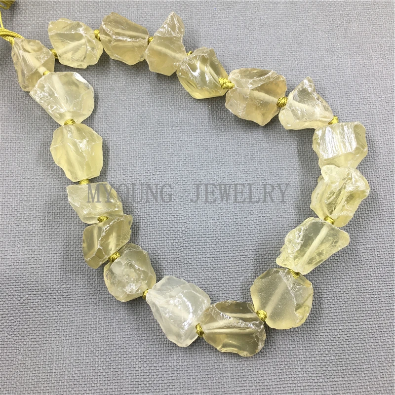 MY1092 High quality Natural Rough Raw Clear Brown crystal Quartz Nugget ,Point Drilled Quartz Beads,Free Shipping (2)