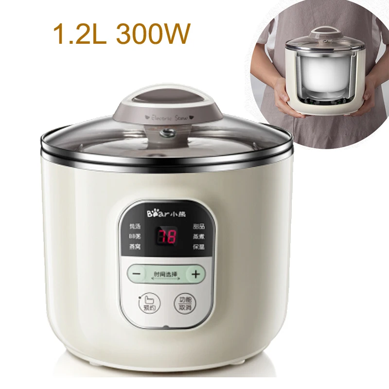 

15% JA6 Microcomputer Control Electric Slow Cooker 1.2L 300W Reservation+Heat Preservation Electric Cooker Anti-dry Porridge Pot