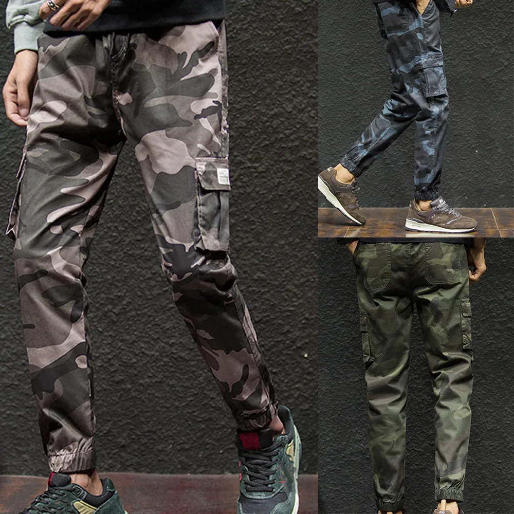 

2019 new style hot sales Mens Fashion Camouflage Pocket Nine Points Small Feet Looser Casual Pant high quality sales 2019