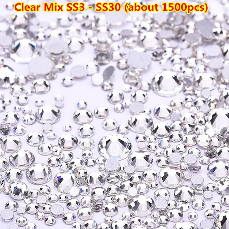  ss3-ss50 Fashion 3D Crystal Clear Flatback Non Hotfix Nail Art Rhinestone swarovsky Nail Strass for