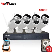 Wireless Camera Security System 4CH Wifi NVR Kit Plug and Play P2P 2.0 MP 1080P 20m Night Vision 4 Camera DVR Surveillance Kit