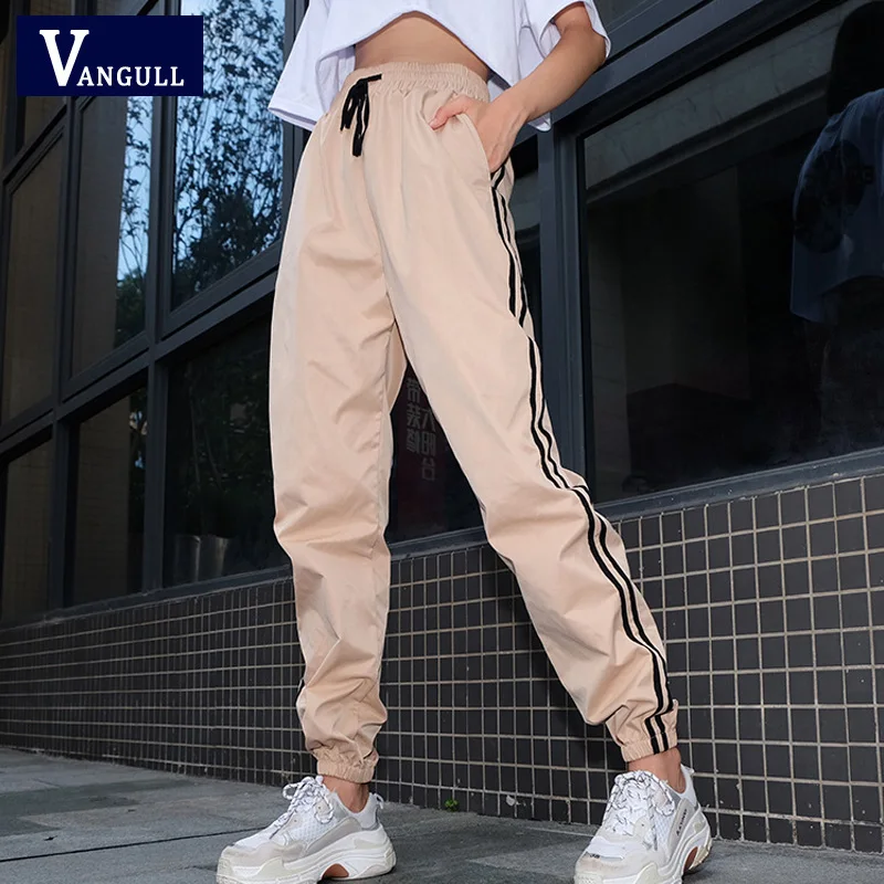 

Vangull Casual Pants Women's Sweatpants And Joggers Patchwork Striped Sweat Pants 2019 New Spring Autumn High Waist Trousers