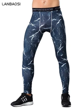 

LANBAOSI Mens Compression Tights Pants Brand Skinny Camouflage Running Base Layer Sports Fitness Joggers Compression Leggings