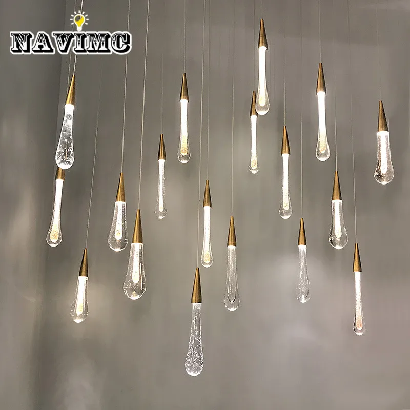 

Gold Water Drop Crystal Pendant Light Creative European-style Luxury LED Lamps DIY Suspend Lamp Modern Indoor Lighting