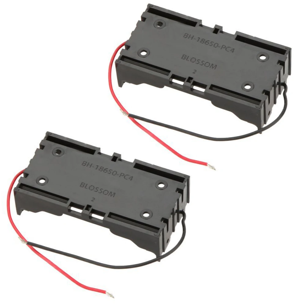 

300pcs/lot MasterFire New Box Holder For 2 x 18650 Black With Wire Leads Plastic Battery Storage Case Cover