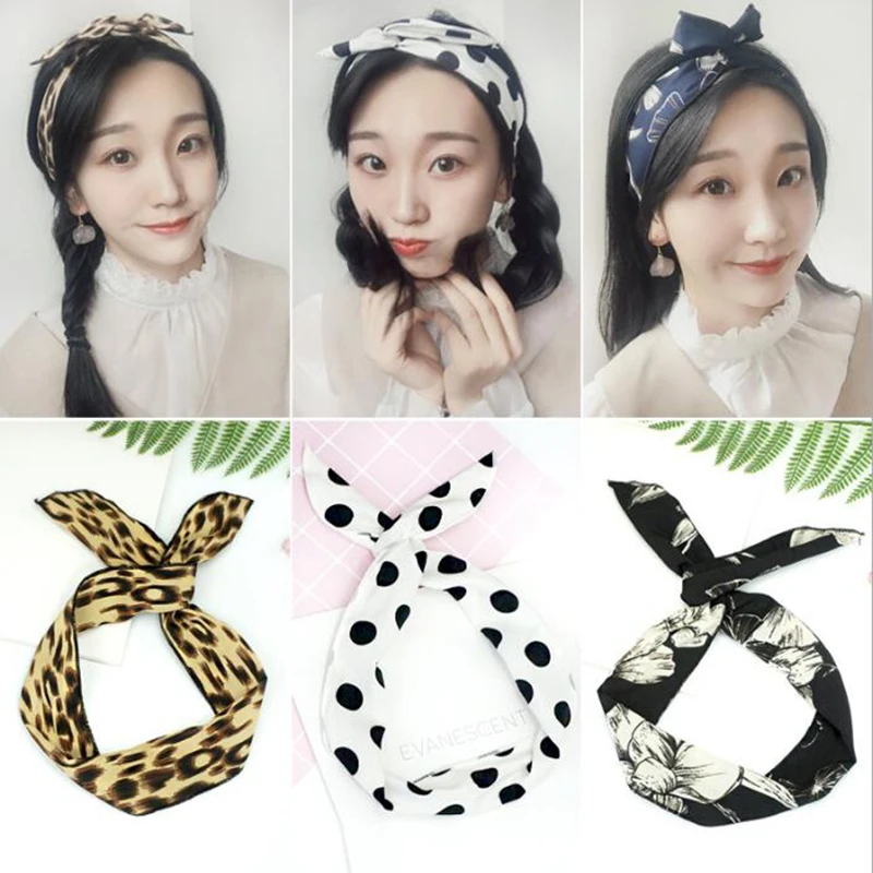 

Cute Solid Girls Headwear Cute Ear Rabbit Metal Wire DIY Bow Headband Large Hair Bands Clips 34 Colors Women Hair Accessories