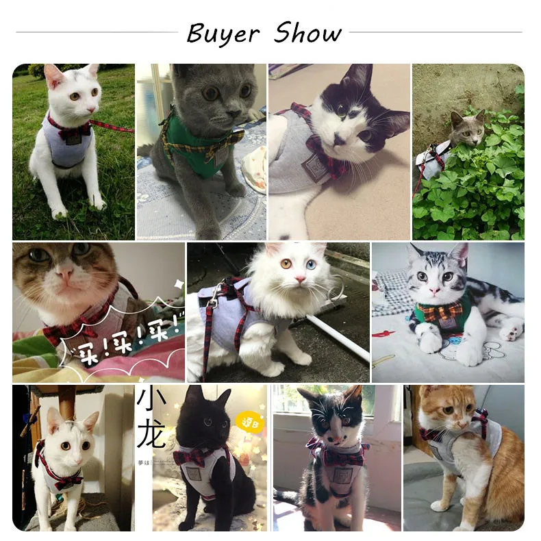 Fancy Cat Walking Harness Jackets and Leash Knitted Fabric Soft Cute Kitten Collars Stroller Bow Tie Fashion XS-M (4)