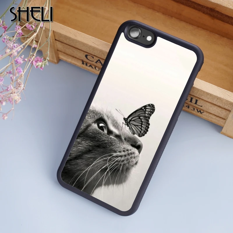Чехол для телефона SHELI animal butterfly cat kitte iPhone 5 6s 7 8 plus X XR XS max 11 Pro Samsung Galaxy S7edge S8 S9 S10 |