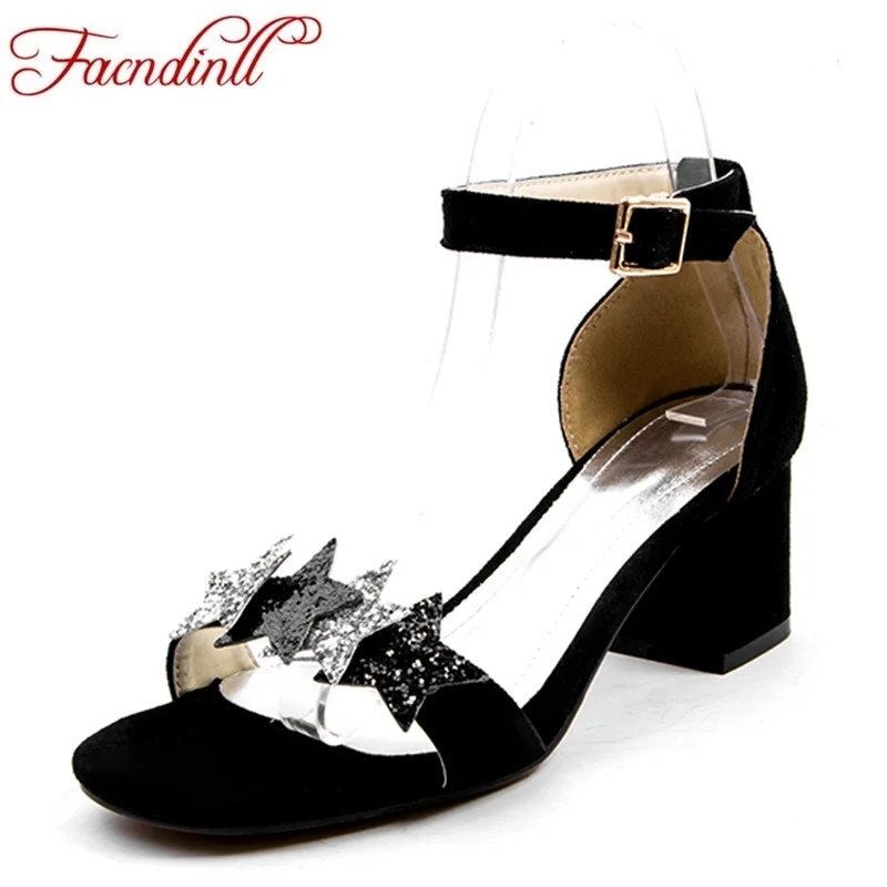 

FACNDINLL fashion sequins summer shoes woman 2018 new sandals five-pointed star open toe women wedding dress party woman shoes