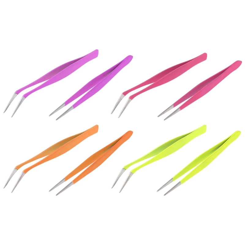 

2pcs/Set Stainless Steel Nail Tools Eyelash Extension Tweezers Nippers Pointed Clip
