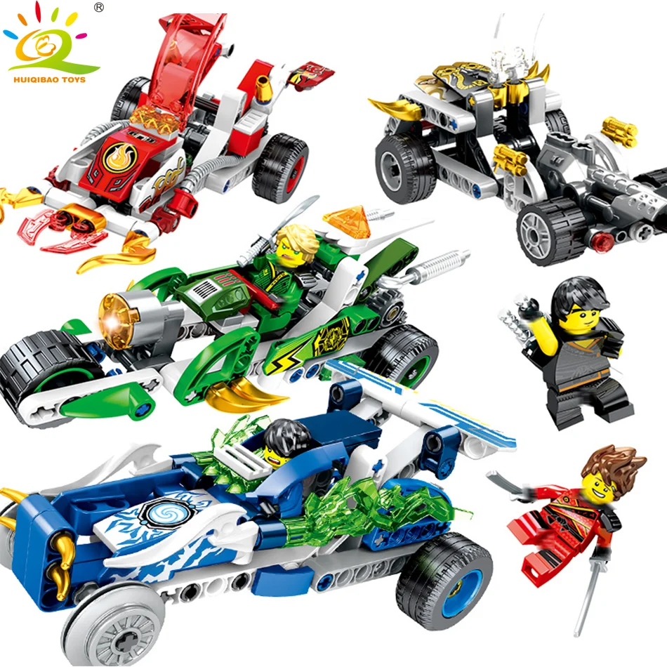 

473pcs Speed Pull back Racing car Building Blocks Compatible Legoed Ninjagoed Jay Cole Figures Set Educational Toys for children