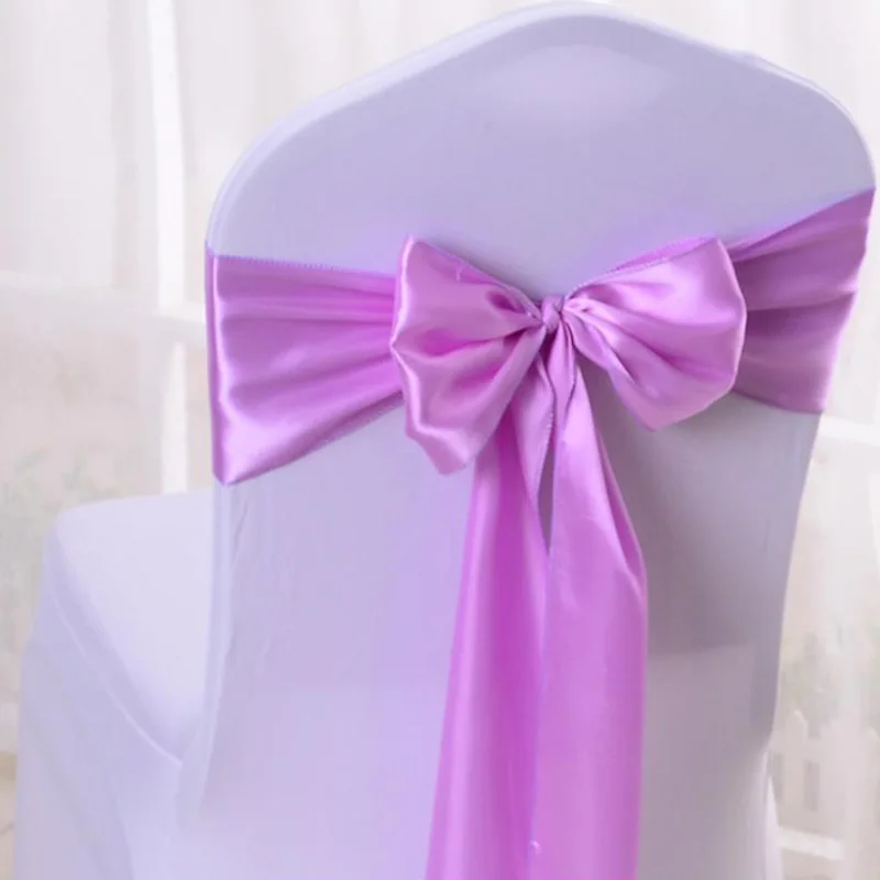 HAZY Wedding Satin Chair Sashes Bow Cover Sashes for Wedding Hotel Banquet Party Decoration Color17x275cm