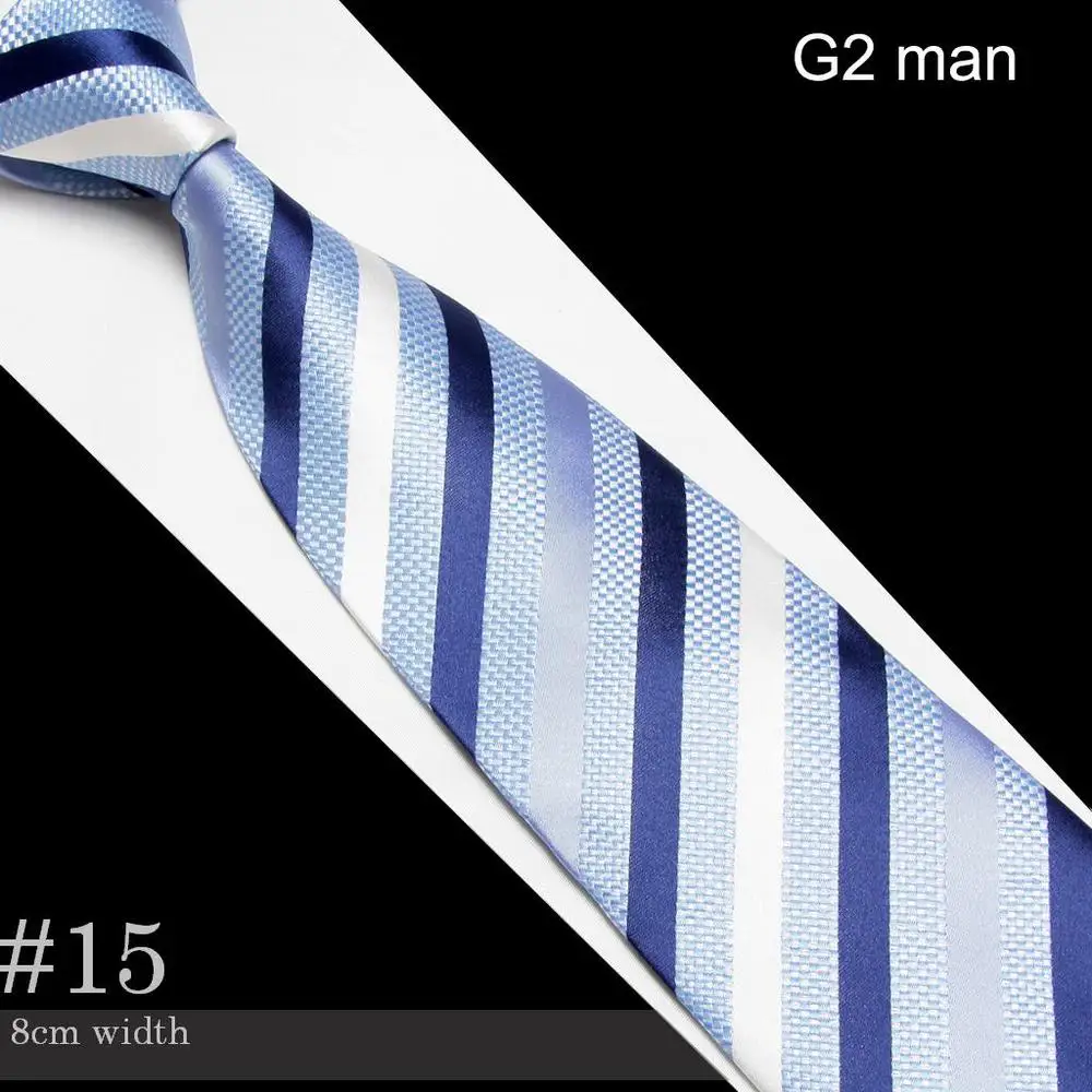 Синий для мужчин из микрофибры галстуки модные свадебные шелковые галстуки Полосатый Бизнес взрослых шеи галстук#15 - Цвет: 15