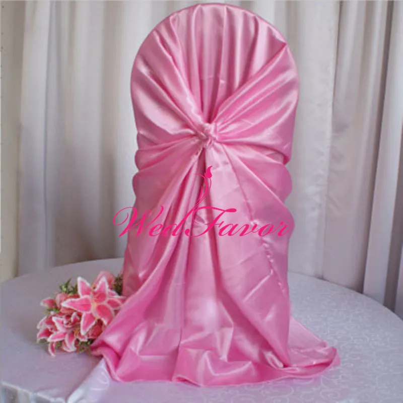 Pink WedFavor 100 шт. завязывается на Универсальный Атлас чехлы для стульев Свадебные Обёрточная бумага стульев для дома Банкетный вечерние украшения событие - Цвет: Pink