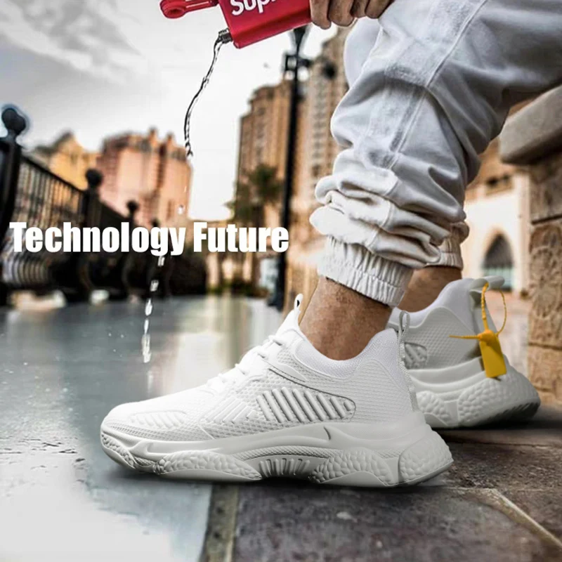 

Times New Roman Fashion Men Casual Shoes Thick Sole Footwear For Male Breathable Mesh+Pu Men Chunky Sneakers