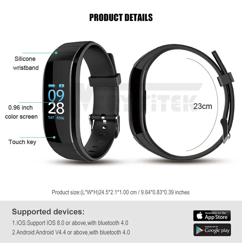 UPmax Smart Bracelet Color Screen Fitness Tracker Blood Pressure Heart Rate Monitor Wristband Smart band For Android IOS (3)