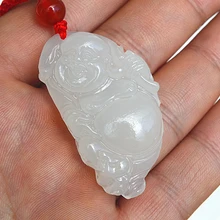 Натуральный кулон Будды из нефрита кунлуна, смех, Китай, мисс спящий Будда, кулон Будды Амитабха