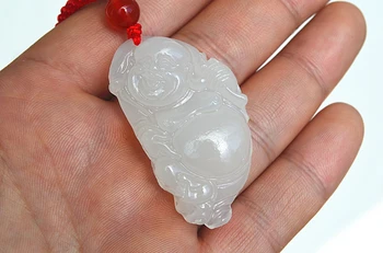 

Natural Kunlun jade Buddha pendant laugh Afghanistan Ms. Sleeping Buddha Amitabha Buddha pendant