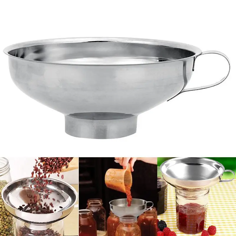 Stainless Steel Wide Mouth Canning Funnel Hopper Filter Jam Maker