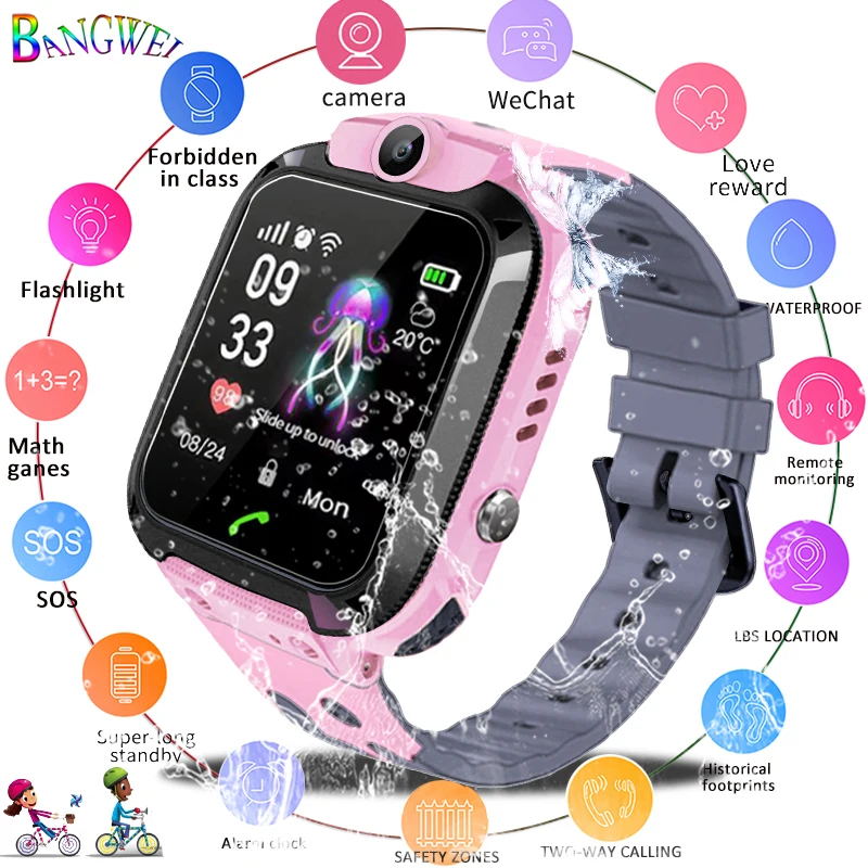 

BANGWEI Children watch kids Sport Waterproof Smart Watches SOS Emergency Call LBS Positioning tracker For 2G Relogio infantil