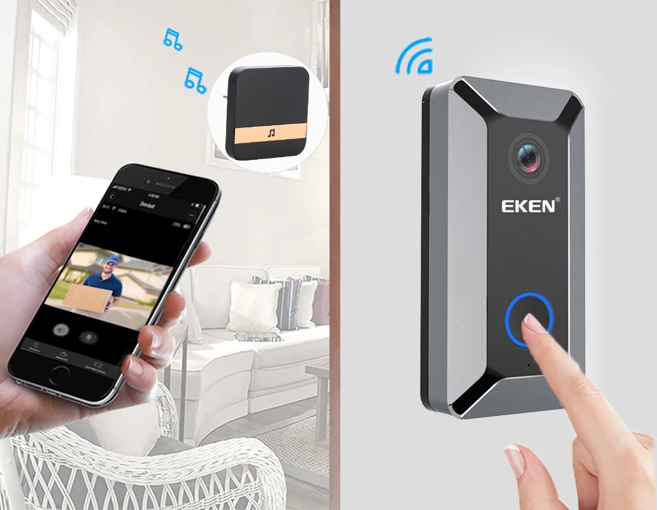 V6 720P Smart Wireless wifi Video deurbel Camera Cloud storage door bell with indoor Chime Visual Intercom Night Vision