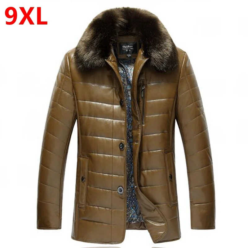 winter fat XL bright cotton quilted leather male male PU thickening in elderly father