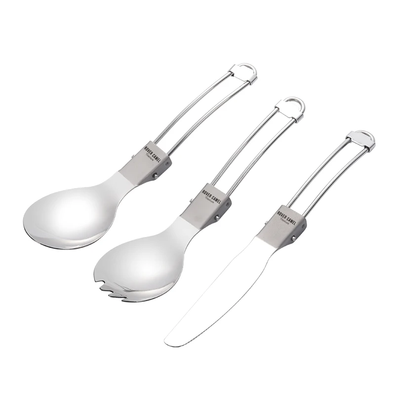 

Rover Camel Pure Titanium stainless folded spoon spork knife spoon with opener flatware Cutlery