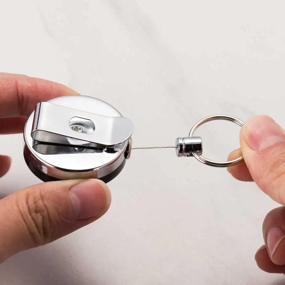 

KISS WIFE 2018 New High quality wholesale Retractable Metal Card Badge Holder Steel Recoil Ring Belt Clip Pull Key Chain