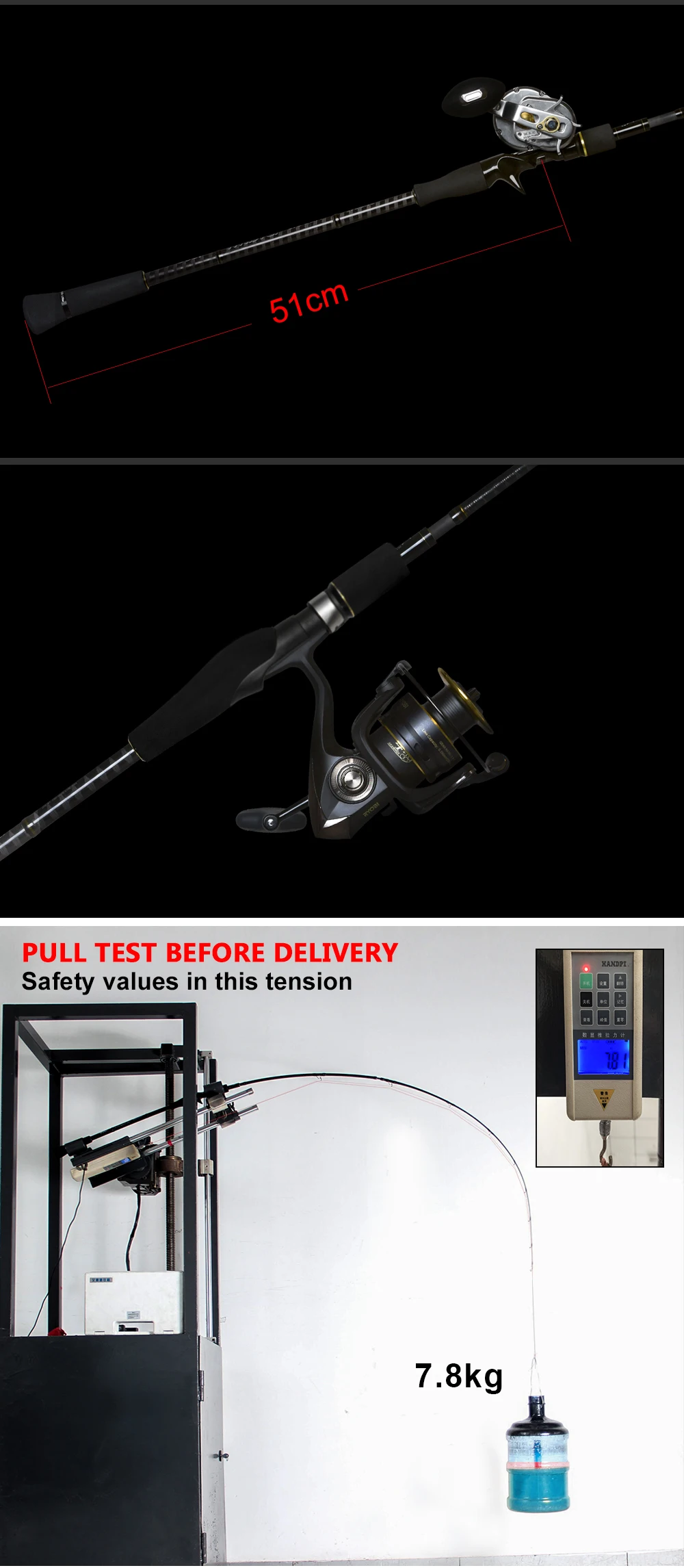 Vara de Pesca de Fundição Haste de Viagem Barco do Poder Obei Lento Jigging Mar 1.98 m Peso 100 500g Girando Baitcast 3 Seção Portátil 9 power boat 1.98m peso de carcaça 100-500g