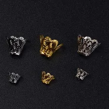 Capsules de perles en alliage de Zinc, 100 pièces/lot, fausses fleurs, pistolet, or noir, Rhodium, bouchon d'extrémité, récipient pour fabrication de bijoux, DIY