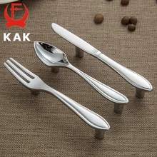 KAK Fashion uchwyty szafek ze stopu cynku łyżka kuchenna widelec nóż gałki do szafek gałki do szuflady nowość meble uchwyt 76mm