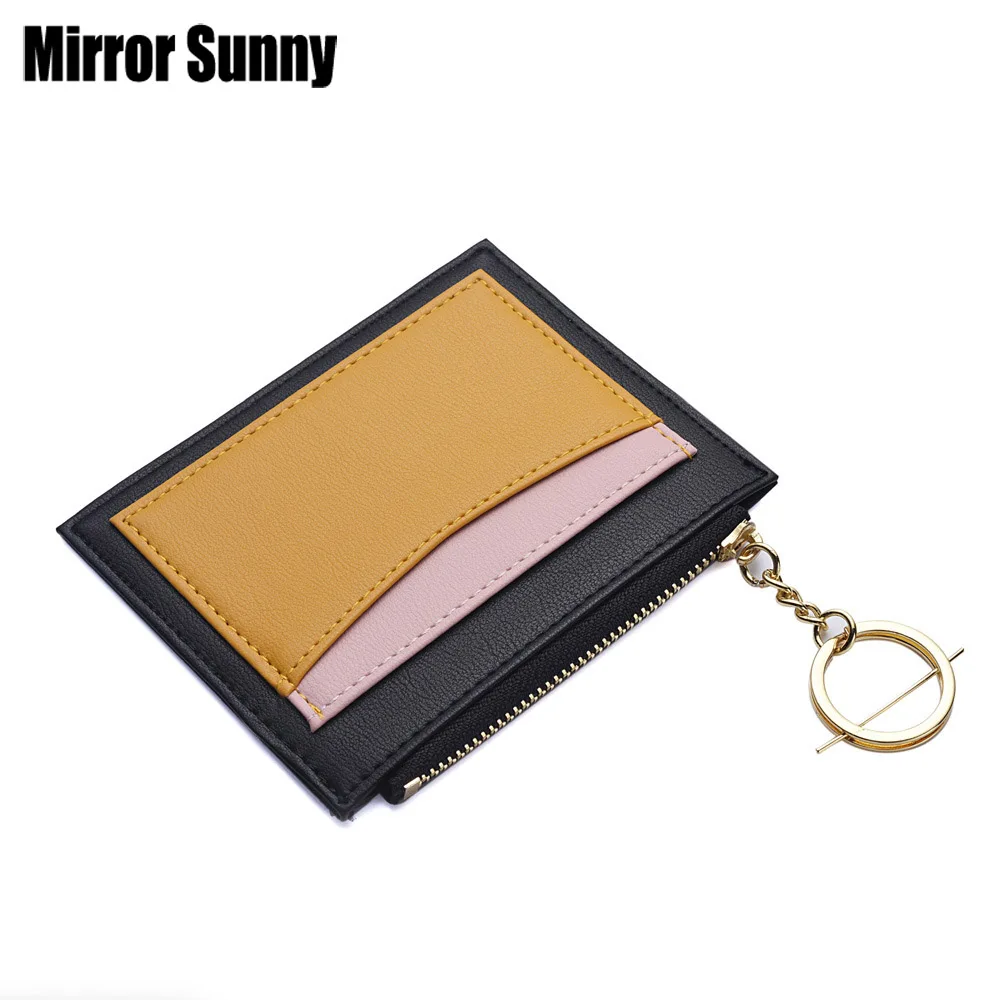 

New PU Small Purse Female Short Collision Color Leather Credit Bank ID Card Holder Wallet for Men Women Simple Money Case Change