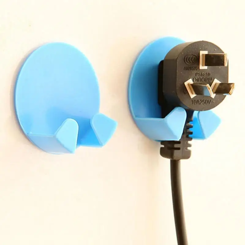 2pcs Power Plug Socket Holder Hook Household Gadgets Hanging Hooks Wall