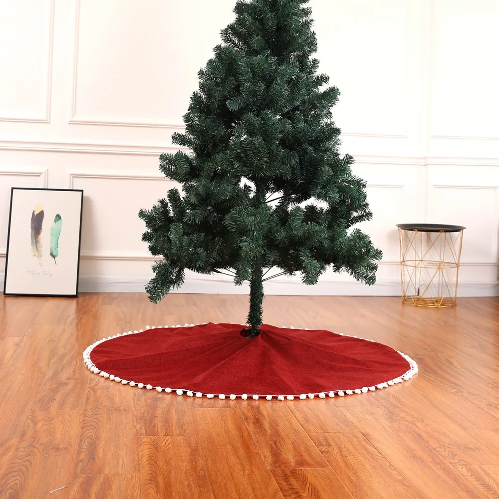 

New Year 2020 Natal Merry Christmas Decorations for Home Red Burlap Christmas Tree Skirt Diameter 127cm Scene Decoration Navidad