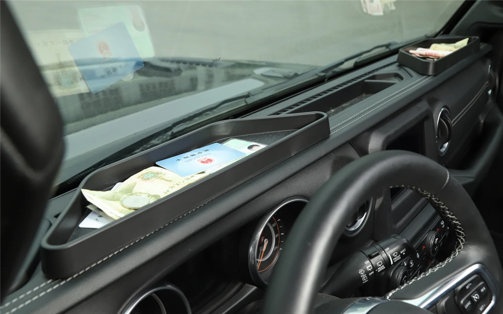 Negro del tablero de instrumentos del coche caja de almacenamiento de plástico ABS de los organizadores para Jeep Wrangler JL 2018 ilimitado + Interior partes molduras Negro del tablero de instrumentos del coche caja de almacenamiento de plástico ABS de los organizadores para Jeep Wrangler JL 2018 ilimitado + Interior partes molduras