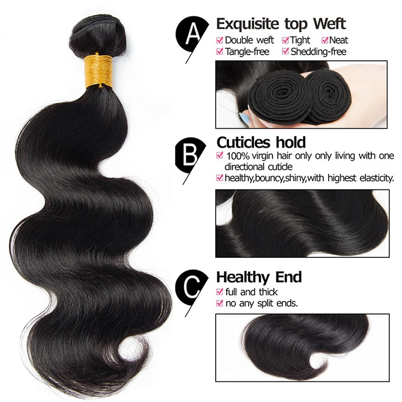 Yavida Malaysian Body Wave Hair Bundles Non Remy Hair Weave Bundles 1 piece Hair Extensions Human Hair 3 or 4 Bundles Can Buy