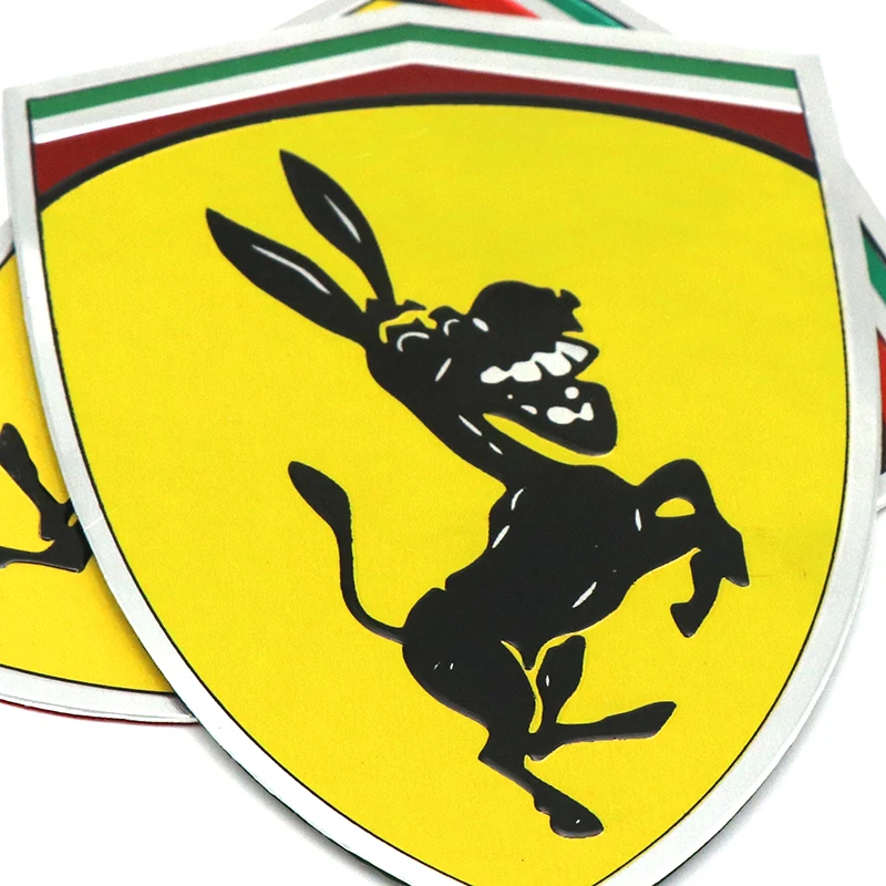 3D Aluminum Donkey Logo Car Window Body Sticker Emblem Decal Steering wheel sticker Accessories Fit For Ferrari Ford Mustang