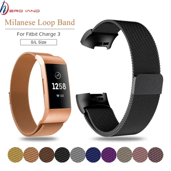 

Metal Stainless Strap For Fitbit Charge 3 4 Band Milanese Loop Magnetic Fitbit charge4 Strap Smart bracelet For Women Men