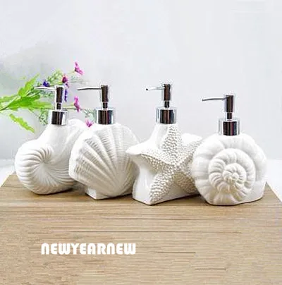 

NEWYEARNEW 410ML Creative Starfish conch Ceramic Hand Washing Liquid Bottling Hotel Soap Dispenser Emulsion Bathroom Accessories