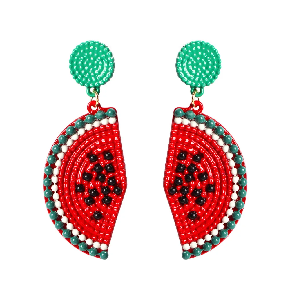 2019 New Design Summer Style Handmade Beads Fruit Lemon Drop Earrings Personality Watermelon Earring For Woman Party Gift | Украшения и
