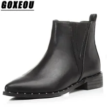 

GOXEOU Autumn Winter Boots Women Elegant Breathable Ankle Boots Pointed Toe Plus Size Martin Womens Boots Casual Fashion Shoes