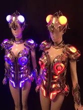 Led Luminous Sexy Women Ballroom Costume LED DJ Nightclub Party Catwalk Show Party costume props clothing upgrades Stage Show