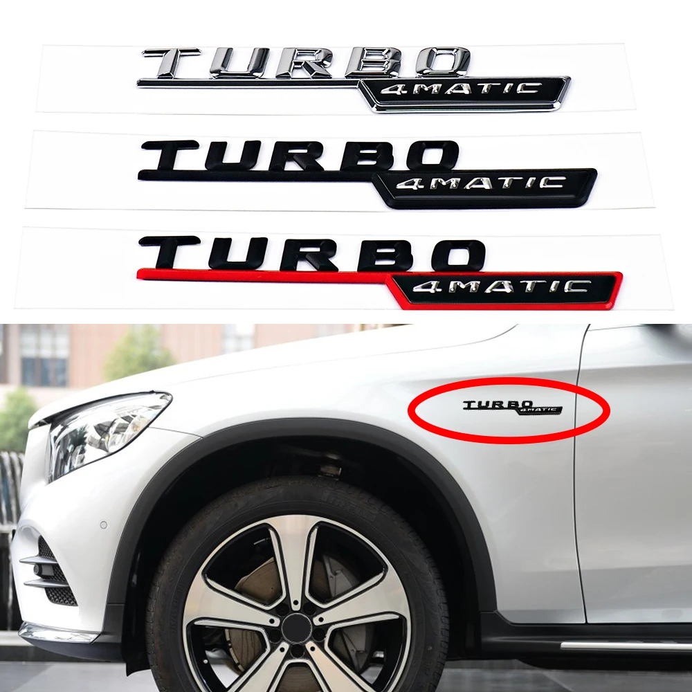 2pcs Car Body Fender 4MATIC TURBO Emblem Logo For Mercedes Benz AMG A C E S Class GT SLC SLK SLS A180 A200 E220 E250 Accessories |