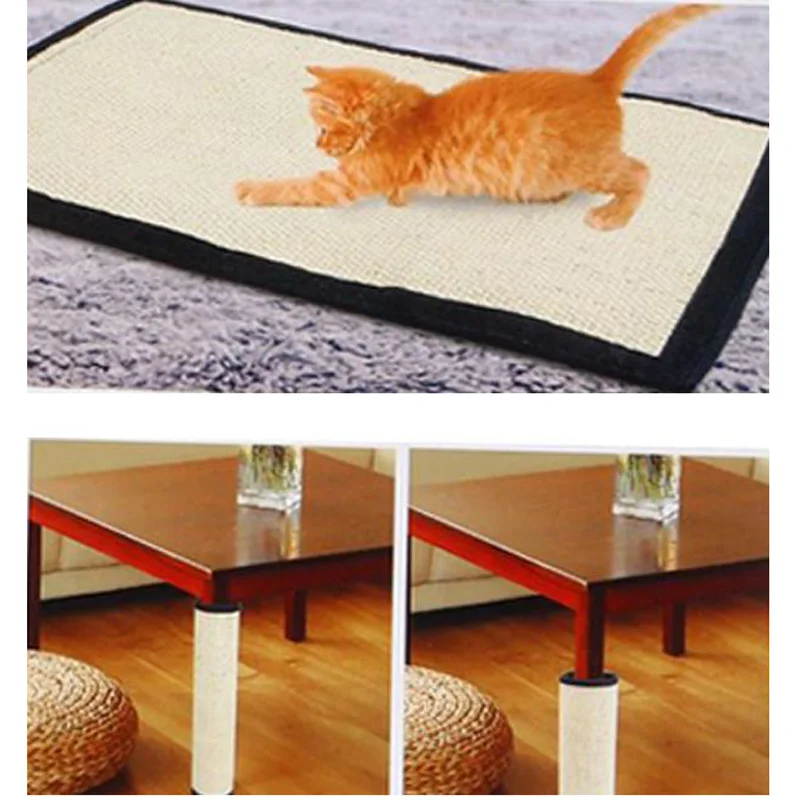 

2 in 1 Cat Scratching Post Mat Wrap Around Furniture Foot Perfect Scratcher Tool Protect Furniture Floor Safe Natural Sisal