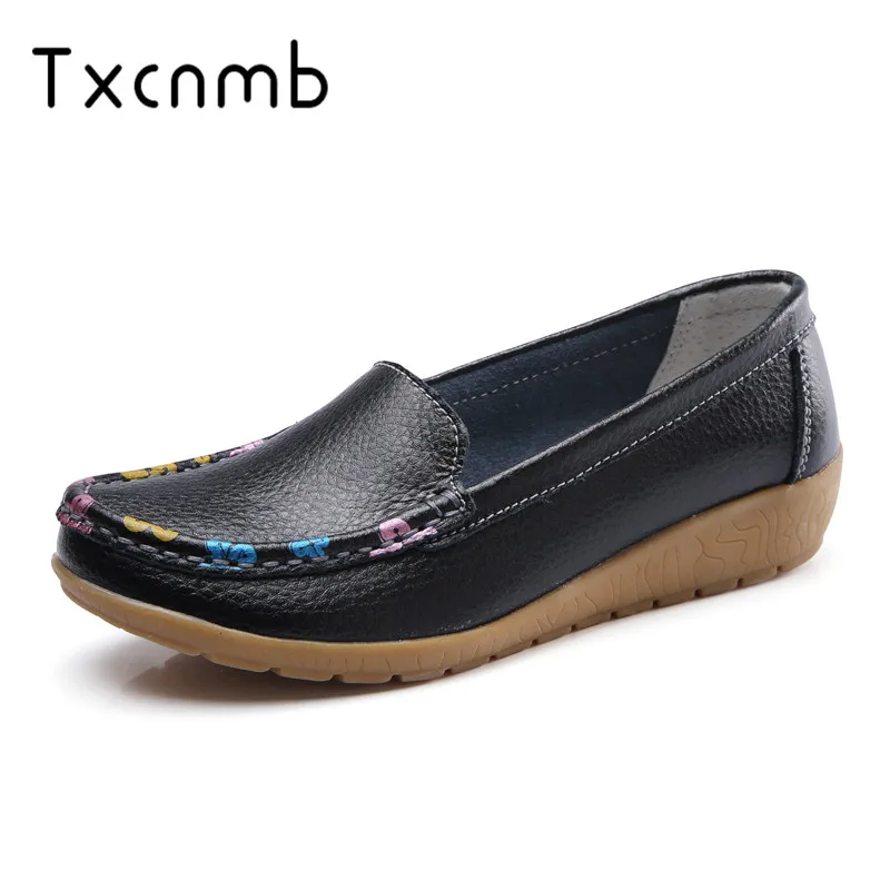 

TXCNMB Genuine leather shoes woman Cow Leather Women's Casual Shoes Moccasins Female Flats Shoe Woman Loafers Shoe