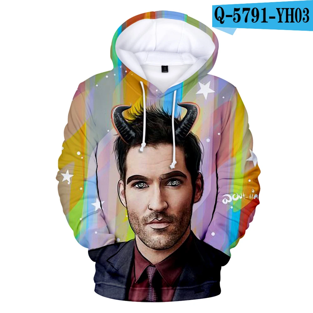 3D Горячая Lucifer Толстовка Lucifer Morningstar толстовки хороший открытый пуловер Толстовка Осень мужские длинные толстовки - Цвет: 3D