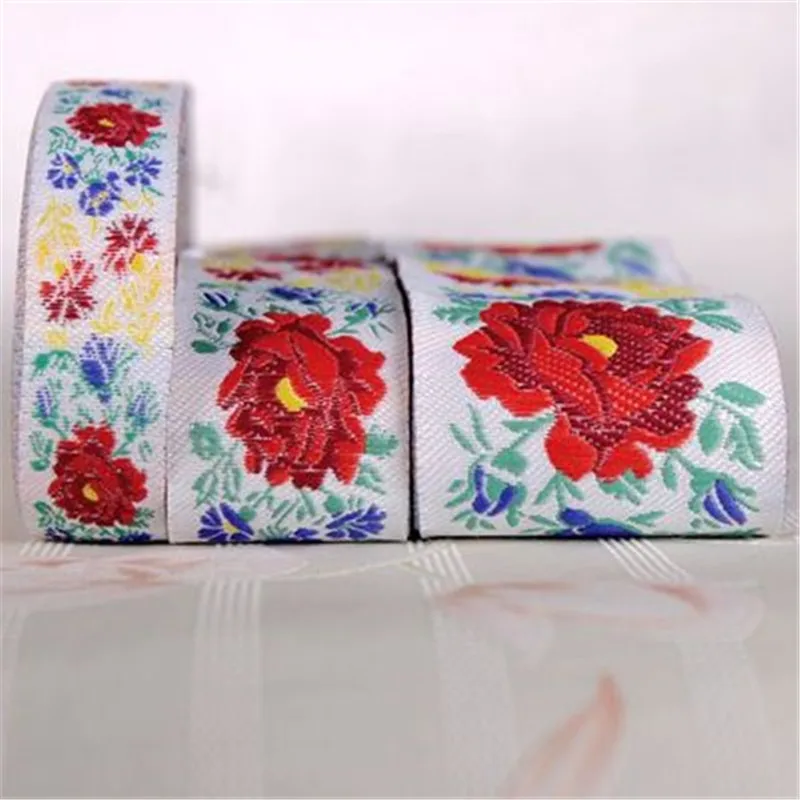 

10yards Embroidery Jacquard Ribbon Webbing DIY Sewing Supplies Elegant Fresh Flowers Creative Gift Box Ribbon Decoration