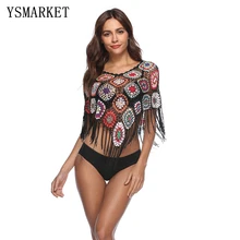 2018 Sexy Crochet plage couvrir gland été plage robe coton tricoté maillot de bain Bikini couvrir saida de praia F088(China)